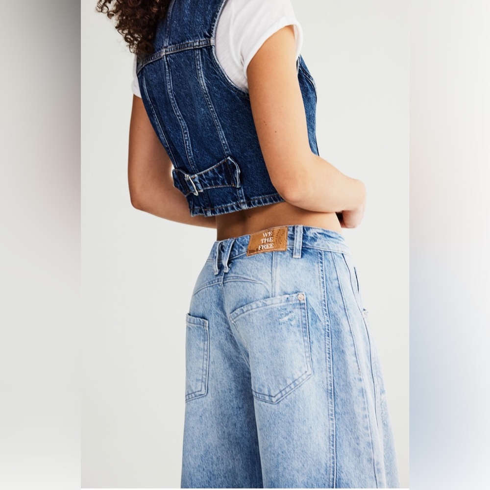 FREE PEOPLE MidRise GOOD LUCK Barrel Jeans NWT - Picture 2 of 5